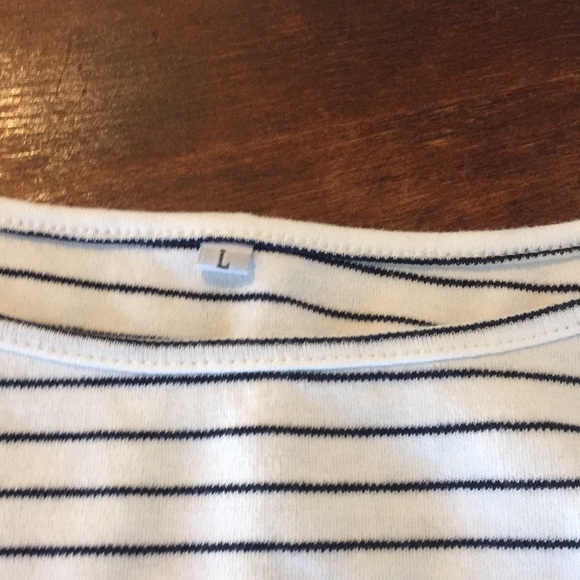 Striped boatneck long sleeve tee, shirttail hem - Picture 2 of 3